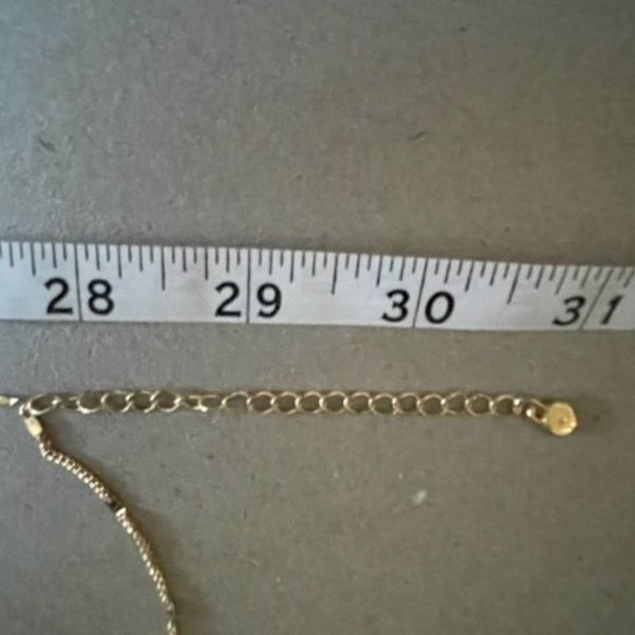 32" Liz Clairborne Gold Fancy Double Chain with a Gold Bar Lariat $ Caged Box CZ - Picture 8 of 8